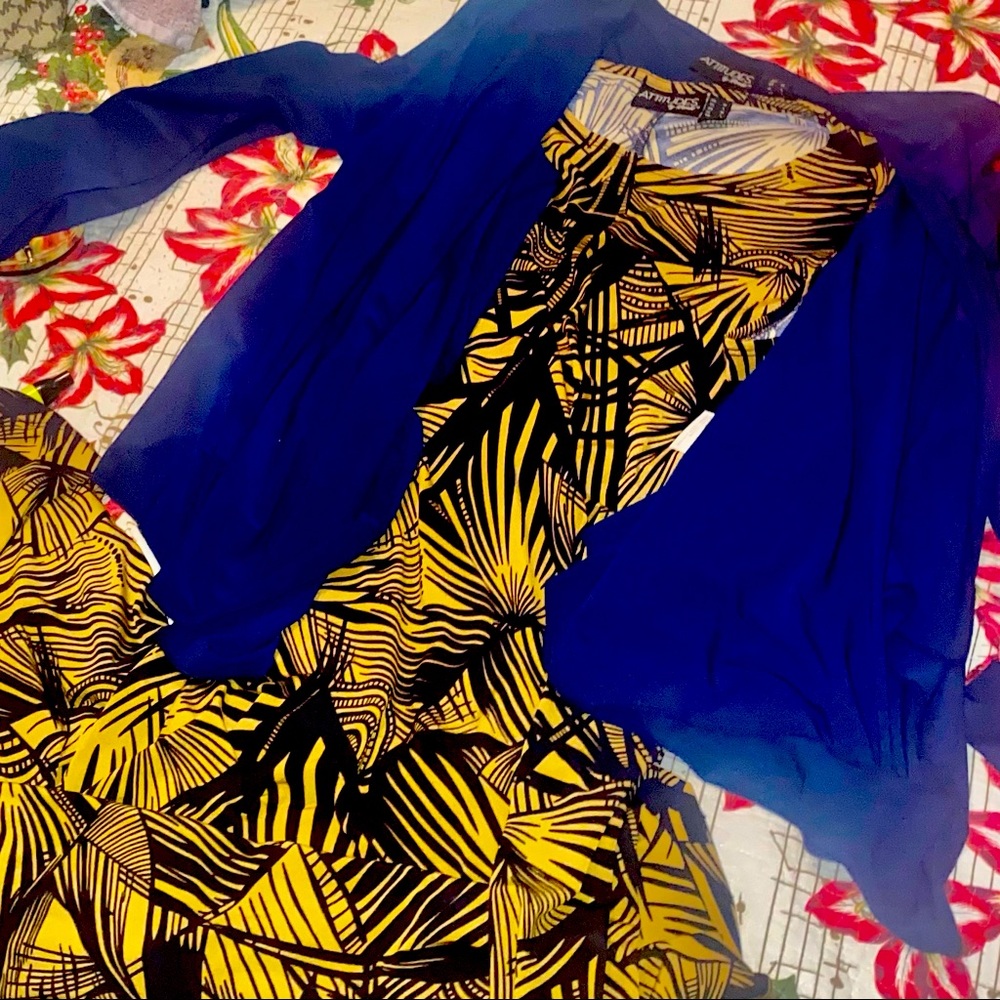 Printed Maxi Dress  - Navy + Gold Palm